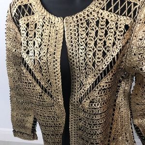 Jacket vegan leather gold lace pattern New